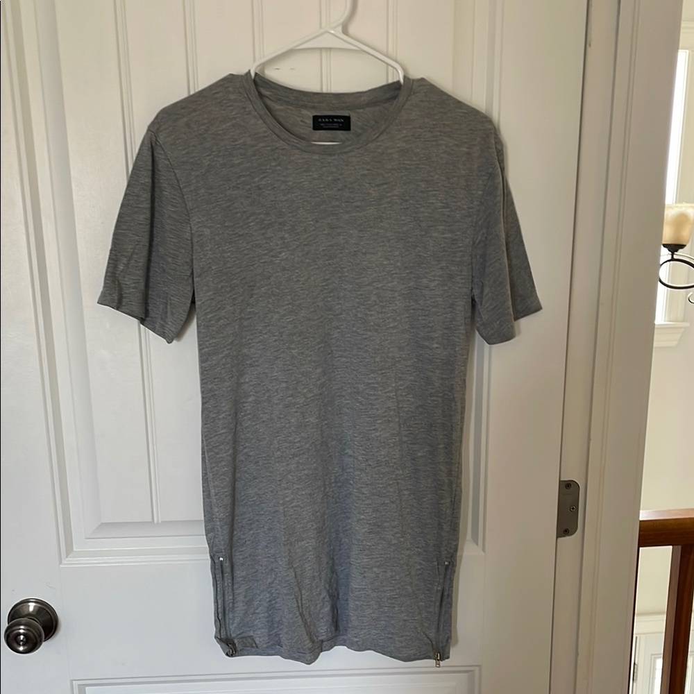 Zara Man grey t- shirt with zipper detail